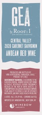 Logo for: GEA by Root:1 Central Valley 2020 Cabernet Sauvignon Andean Red Wine BiB