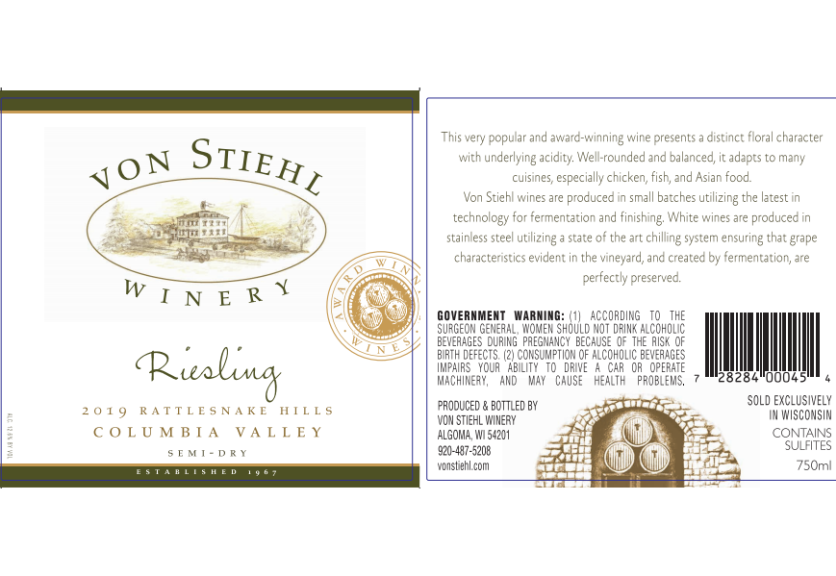 Photo for: Von Stiehl Winery Riesling