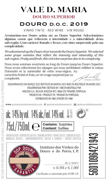 Photo for: Vale D. Maria Douro Superior Red 2019